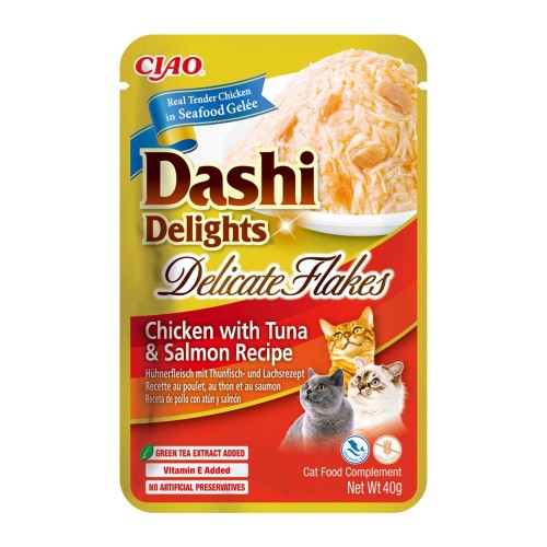 INABA CAT Dashi Delights Delicate Flakes Chicken with Tuna & Salmon - cat treat - 40g INABA CAT Dashi Delights Delicate Flakes Chicken with Tuna & Salmon - cat treat - 40g