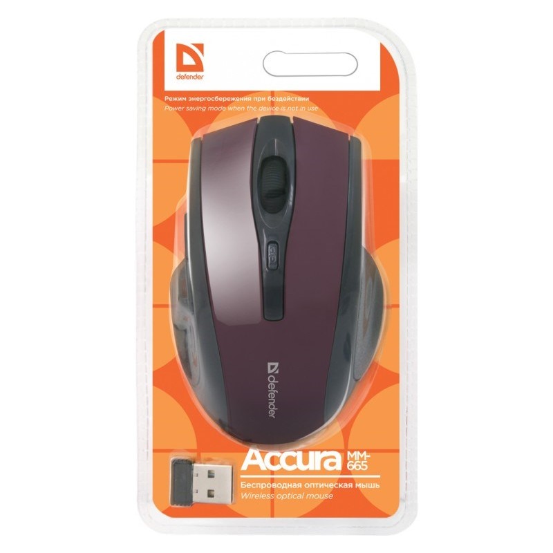 MOUSE DEFENDER ACCURA MM-665 RF MAROON 1600dpi 6P MOUSE DEFENDER ACCURA MM-665 RF MAROON 1600dpi 6P