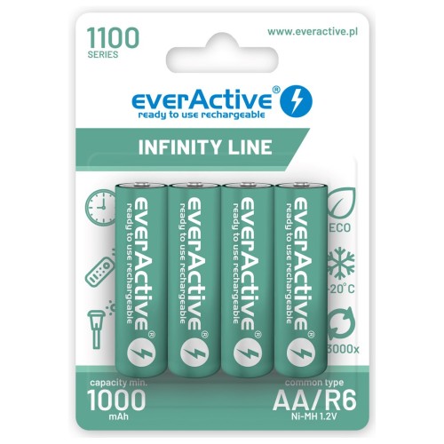 Rechargeable batteries everActive Ni-MH R6 AA 1100 mAh Infinity Line - 4 pieces Rechargeable batteries everActive Ni-MH R6 AA 1100 mAh Infinity Line - 4 pieces