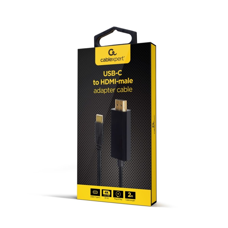 Gembird A-CM-HDMIM-01 USB-C male to HDMI-male adapter, 4K 30Hz, 2m, black Gembird A-CM-HDMIM-01 USB-C male to HDMI-male adapter, 4K 30Hz, 2m, black