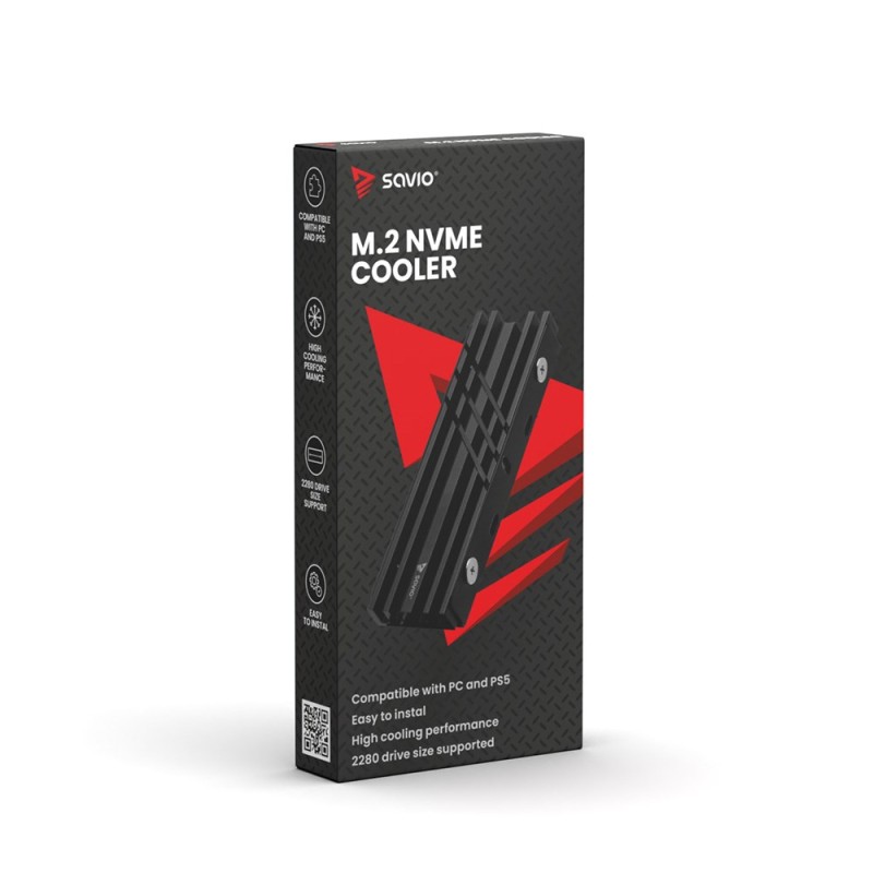 SAVIO Cooling for M.2 NVME 2280 drives, AK-60, Black SAVIO Cooling for M.2 NVME 2280 drives, AK-60, Black