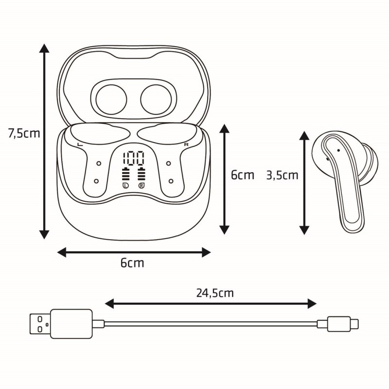 Audiocore wireless headphones, hybrid ANC, ENC, 6 microphones, charging case, Tuya, AC591 PRO