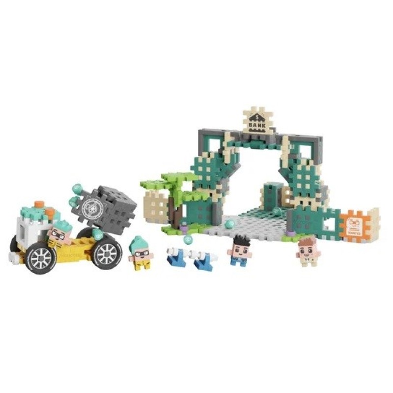 MARIOINEX Mini Waffle City Bank Robbery Building Blocks, 148 pieces