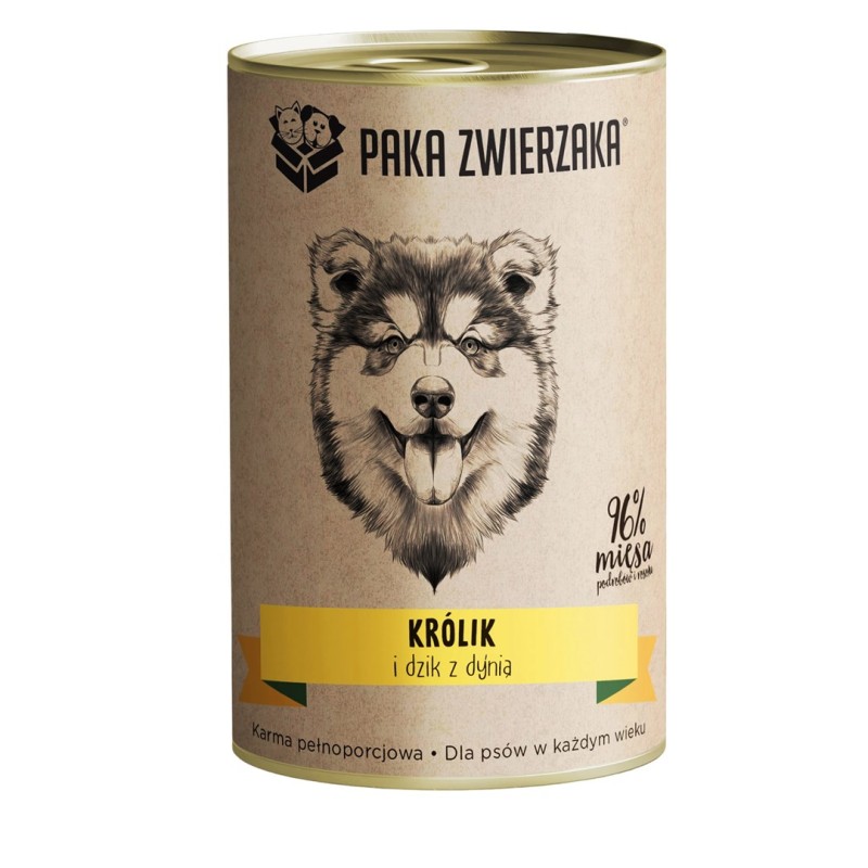 PAKA ZWIERZAKA Rabbit and boar with pumpkin - wet dog food - 400g PAKA ZWIERZAKA Rabbit and boar with pumpkin - wet dog food - 400g