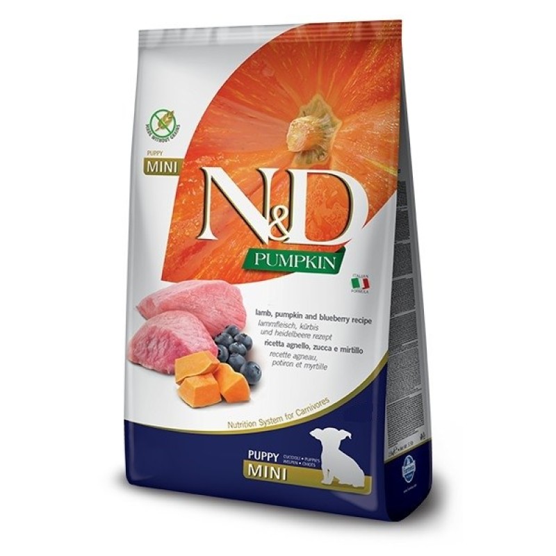 FARMINA N&D GF PUMPKIN LAMB&BLUEBERRY PUPPY MINI - DRY FOOD FOR DOGS - 7kg FARMINA N&D GF PUMPKIN LAMB&BLUEBERRY PUPPY MINI - DRY FOOD FOR DOGS - 7kg
