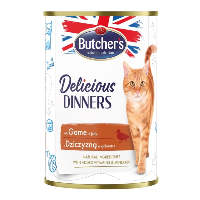 BUTCHER'S Delicious Dinners Pieces with venison in jelly - wet cat food - 400g