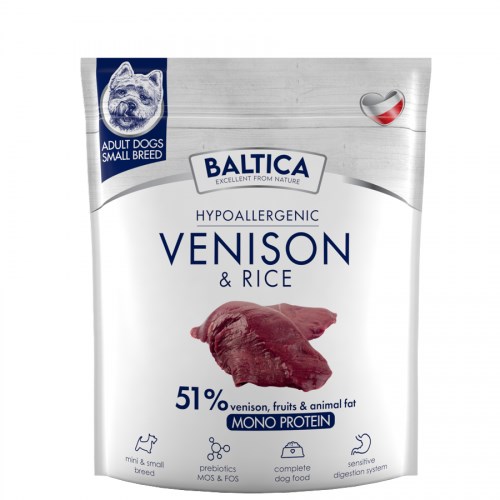 BALTICA Nutraceutic Hypoallergenic Small breeds Venison with rice - dry dog food - 1kg BALTICA Nutraceutic Hypoallergenic Small breeds Venison with rice - dry dog food - 1kg