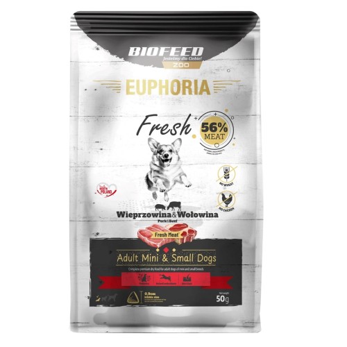 EUPHORIA Fresh Adult Pork with beef XS/S - dry dog food - 50g EUPHORIA Fresh Adult Pork with beef XS/S - dry dog food - 50g