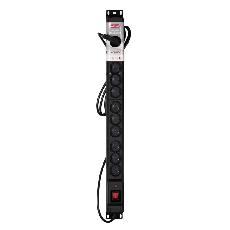 Activejet COMBO 12 socket power strip 1,5m black Activejet COMBO 12 socket power strip 1,5m black