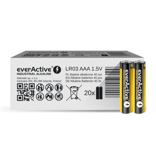 Alkaline batteries everActive Industrial Alkaline LR03 AAA - carton box - 40 pieces Alkaline batteries everActive Industrial Alkaline LR03 AAA - carton box - 40 pieces