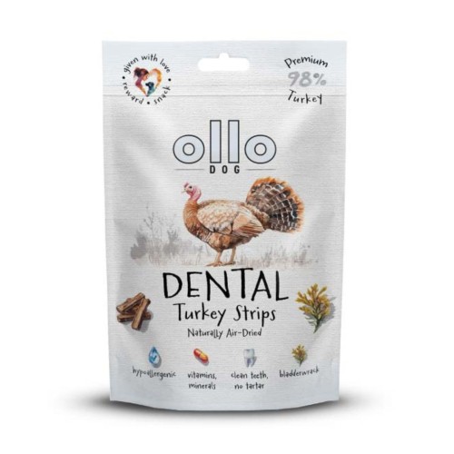 OLLO Air Dried Dental Turkey Strips - dog treat - 80g