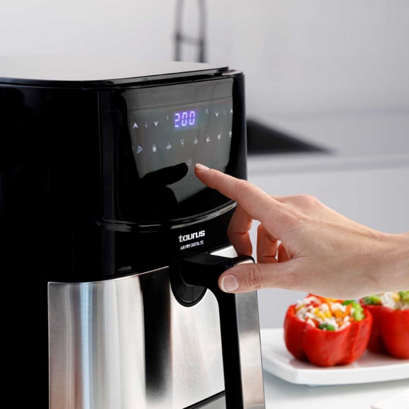Taurus AF1450XD Single 5 L Stand-alone 1450 W Hot air fryer Black, Stainless steel Taurus AF1450XD Single 5 L Stand-alone 1450 W Hot air fryer Black, Stainless steel