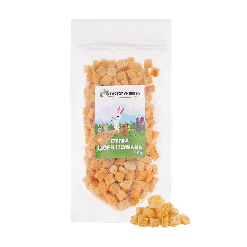 FACTORY HERBS Freeze-dried pumpkin - treat for rodents and rabbits - 10g FACTORY HERBS Freeze-dried pumpkin - treat for rodents and rabbits - 10g