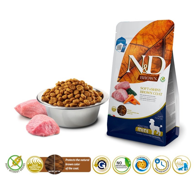 FARMINA N&D Brown Dog Lamb, Spirulina&Carrot Adult Mini - dry dog food - 2 kg FARMINA N&D Brown Dog Lamb, Spirulina&Carrot Adult Mini - dry dog food - 2 kg