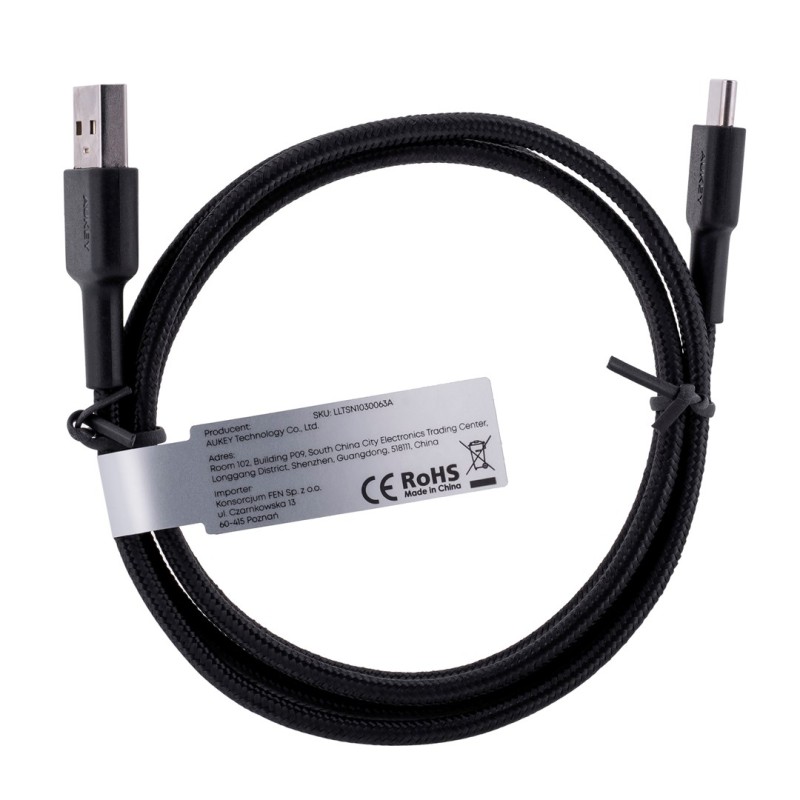 AUKEY CB-NCC2 USB-C Type-C Power Delivery PD 60W 3A 1.8m Nylon Black AUKEY CB-NCC2 USB-C Type-C Power Delivery PD 60W 3A 1.8m Nylon Black