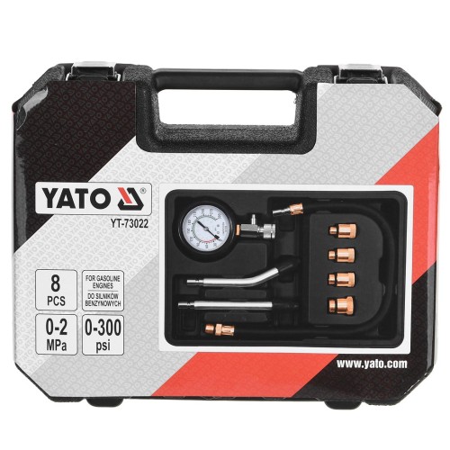 COMPRESSION PRESSURE GAUGE FOR GASOLINE ENGINES 8 PCS. YATO YT-73022 COMPRESSION PRESSURE GAUGE FOR GASOLINE ENGINES 8 PCS. YATO YT-73022