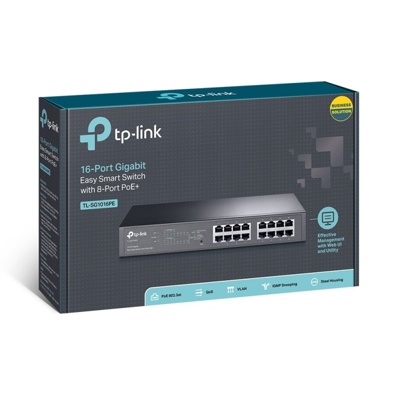 TP-Link 16-Port Gigabit Easy Smart Switch with 8-Port PoE+ TP-Link 16-Port Gigabit Easy Smart Switch with 8-Port PoE+