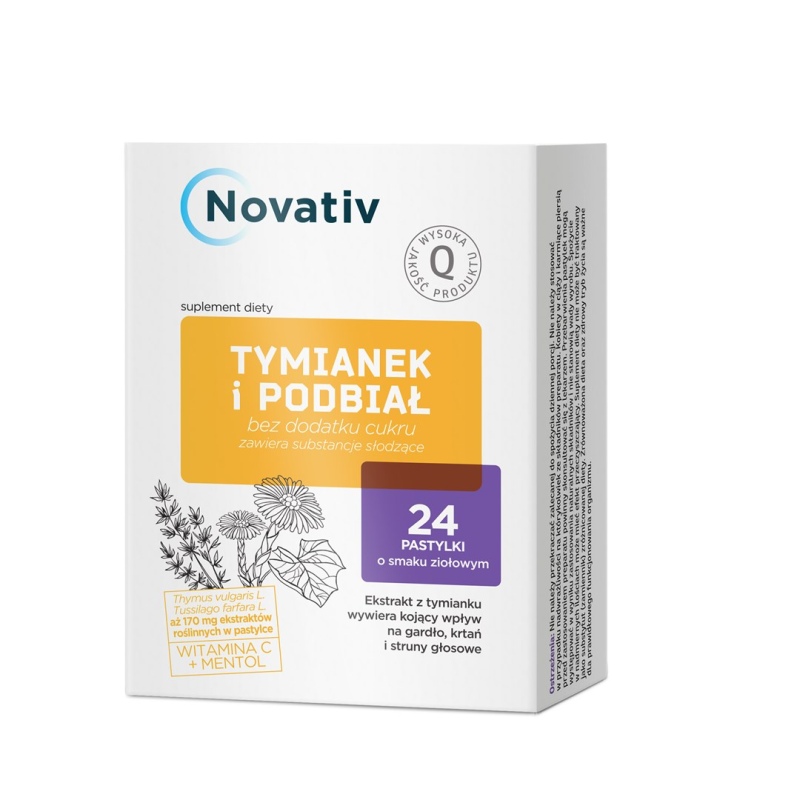 Novativ Thyme and coltsfoot, 24 lozenges Novativ Thyme and coltsfoot, 24 lozenges