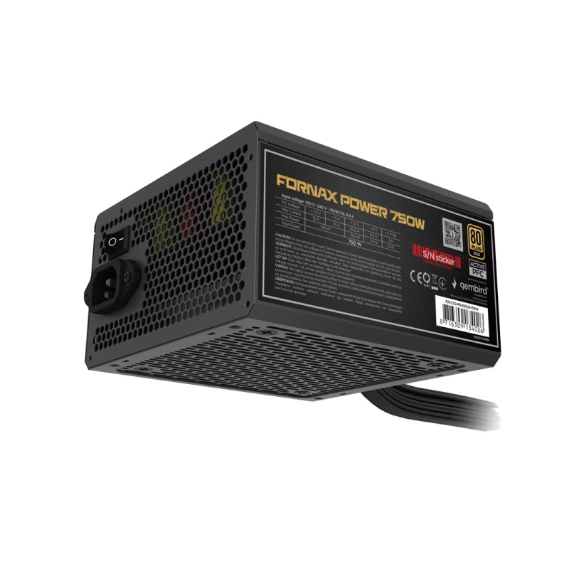 Gembird CCC-PSUBRONZE-750W Power supply unit Fornax Power 750W active PFC 12cm fan 80+Bronze color box