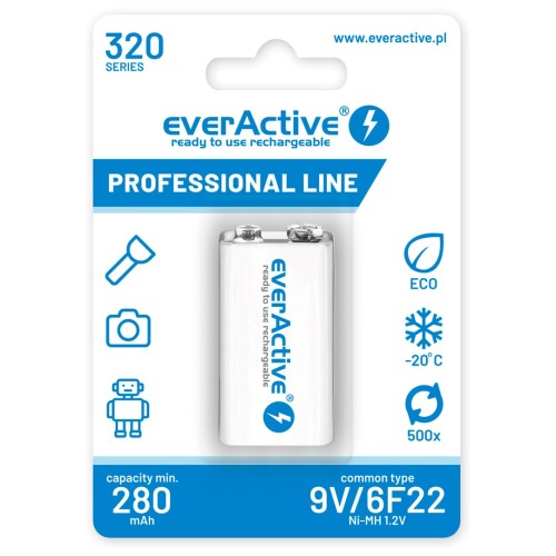 Rechargeable batteries everActive Ni-MH 6F22 9V 320 mAh Professional Line Rechargeable batteries everActive Ni-MH 6F22 9V 320 mAh Professional Line