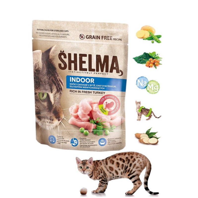 SHELMA Indoor Rich in turkey - dry cat food - 750g