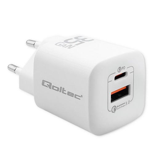 Qoltec 50763 mobile device charger Laptop, Portable gaming console, Power bank, Smartphone, Smartwatch, Tablet White AC Fast charging Indoor Qoltec 50763 mobile device charger Laptop, Portable gaming console, Power bank, Smartphone, Smartwatch, Tablet White AC Fast charging Indoor