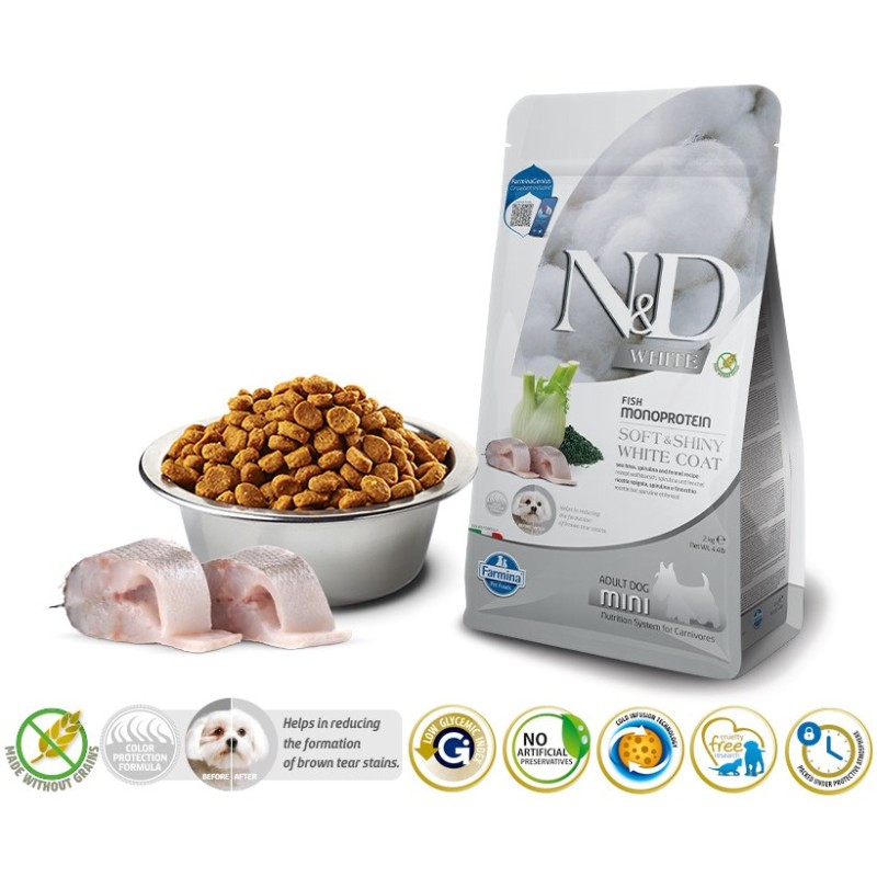 FARMINA N&D Sea Bass, Spirulina and Fennel Adult Mini - dry dog food - 2 kg FARMINA N&D Sea Bass, Spirulina and Fennel Adult Mini - dry dog food - 2 kg