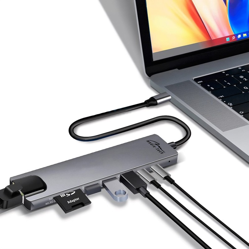 MEDIA-TECH USB HUB 8 IN 1 GIGA LAN HUB MT5046 MEDIA-TECH USB HUB 8 IN 1 GIGA LAN HUB MT5046