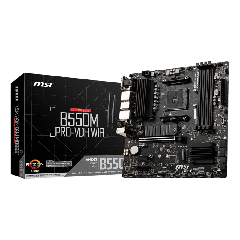 MSI B550M PRO-VDH WIFI motherboard AMD B550 Socket AM4 micro ATX MSI B550M PRO-VDH WIFI motherboard AMD B550 Socket AM4 micro ATX