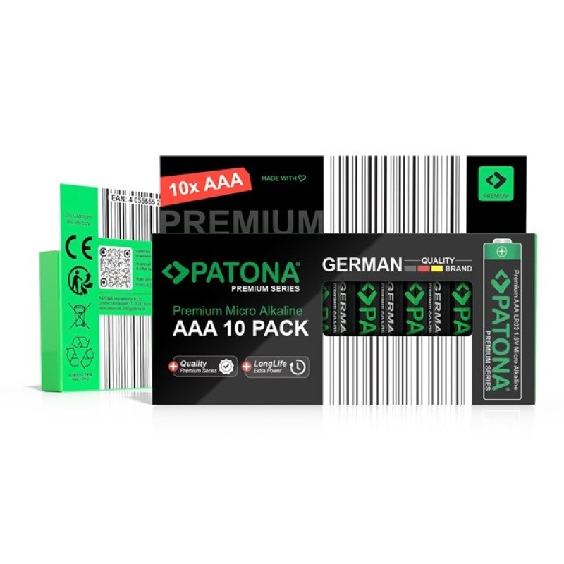PATONA Premium AAA Micro LR03 – 10x alkaline batteries 1.5V PATONA Premium AAA Micro LR03 – 10x alkaline batteries 1.5V