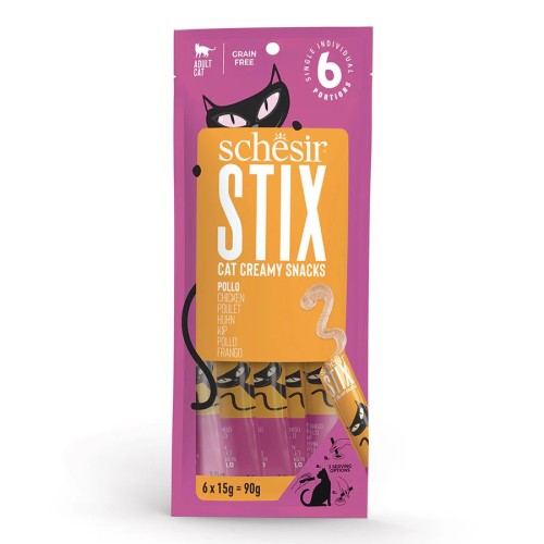 SCHESIR Stix Cream of chicken - treat for cats - 6x15g SCHESIR Stix Cream of chicken - treat for cats - 6x15g