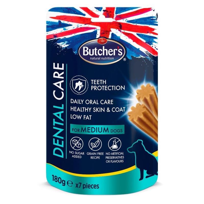 BUTCHER'S Dental Care - dental snack for medium sized dogs - 180g