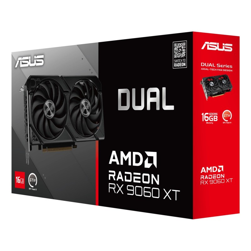 ASUS Dual -RX9060XT-16G AMD Radeon RX 9060 XT 16 GB GDDR6 ASUS Dual -RX9060XT-16G AMD Radeon RX 9060 XT 16 GB GDDR6