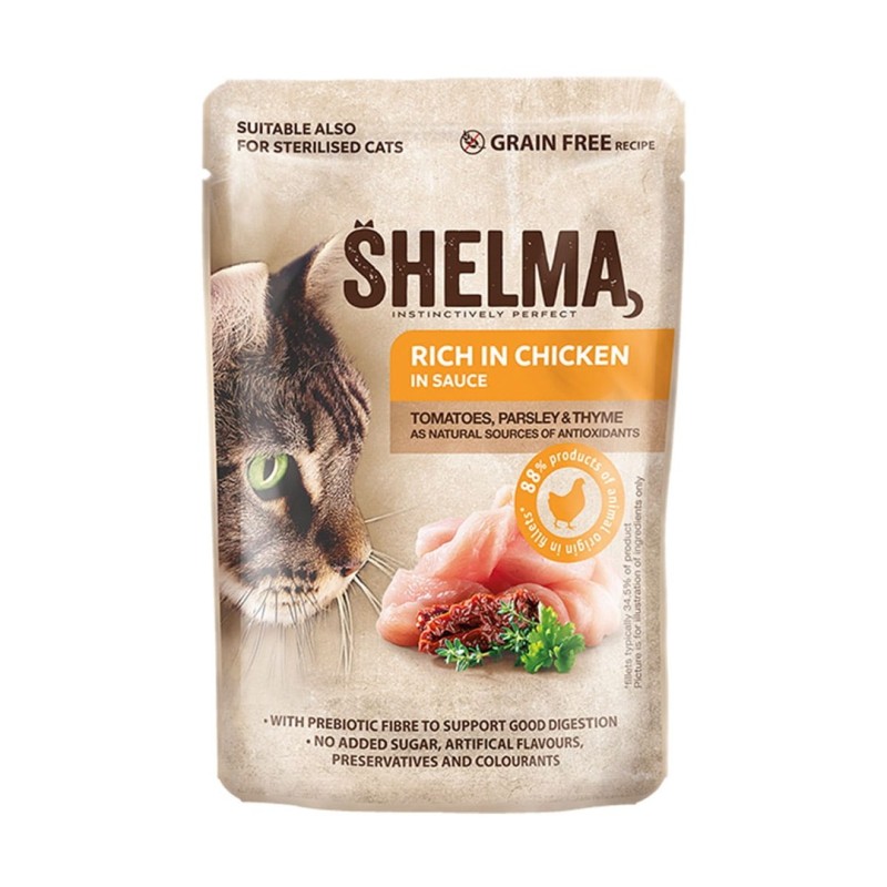 SHELMA Rich in chicken, turkey, beef and duck - wet cat food - 4x85g SHELMA Rich in chicken, turkey, beef and duck - wet cat food - 4x85g