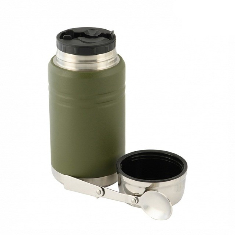 M-Tac UN-R02-750A Food thermos with foldable stainless steel spoon, 750 ml, olive green M-Tac UN-R02-750A Food thermos with foldable stainless steel spoon, 750 ml, olive green