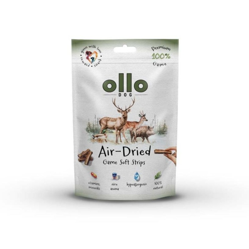 OLLO Air-Dried Game strips - dog treat - 80g