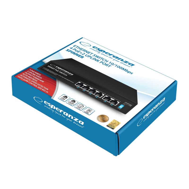 Esperanza ENS105 6-port Poe Switch 10/100 60W Esperanza ENS105 6-port Poe Switch 10/100 60W