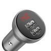 Baseus car charger with display, 2x USB, 4.8A, 24W (silver) Baseus car charger with display, 2x USB, 4.8A, 24W (silver)