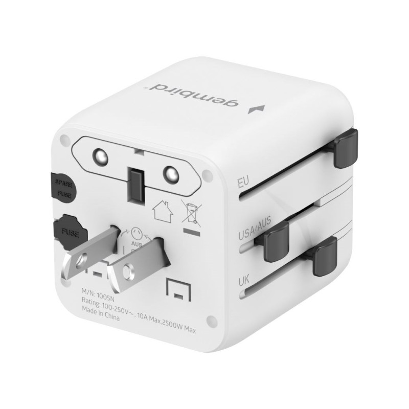 Gembird TPA-INT-01-W Universal travel power adapter, white