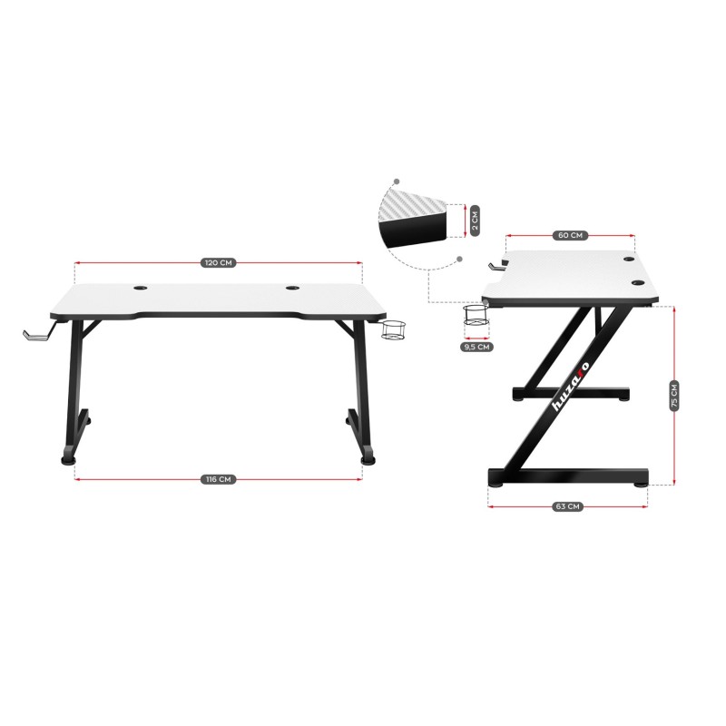 GAMING DESK HUZARO HERO 2.5 WHITE GAMING DESK HUZARO HERO 2.5 WHITE