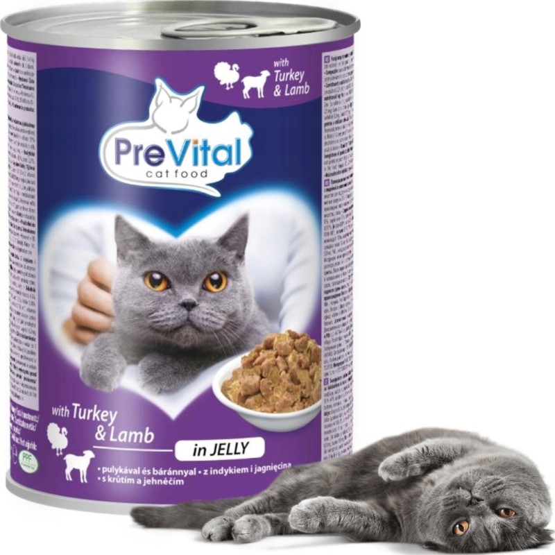 PREVITAL Turkey with lamb in jelly - wet cat food - 2x415g PREVITAL Turkey with lamb in jelly - wet cat food - 2x415g