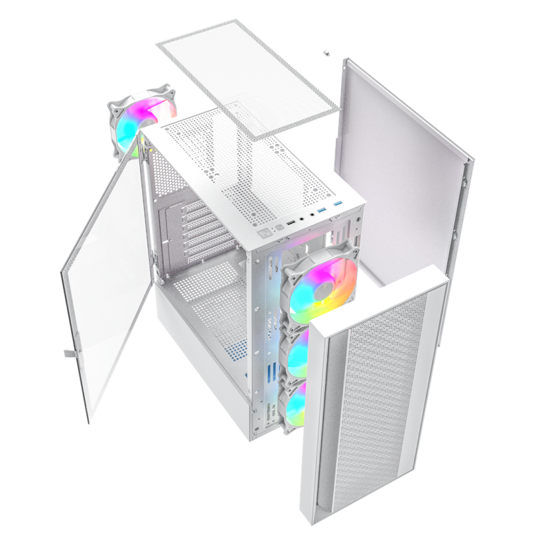 Gembird Fornax 4000W ARGB gaming ATX computer case, Midi Tower, backlight, White Gembird Fornax 4000W ARGB gaming ATX computer case, Midi Tower, backlight, White