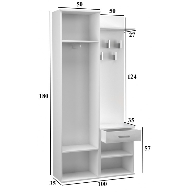 Topeshop GAR DUO CZERŃ entryway cabinet