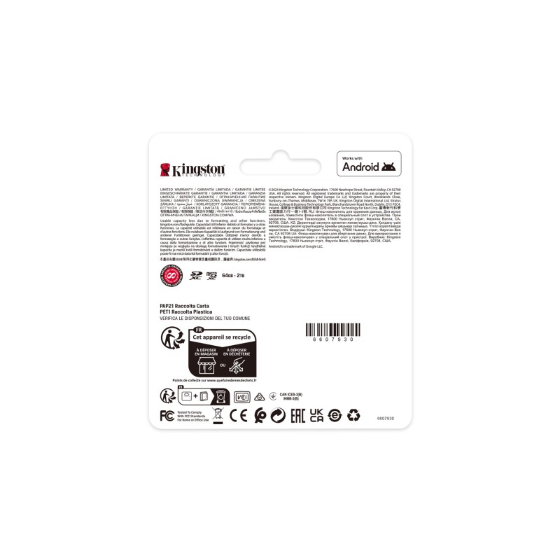 Kingston Technology 64GB microSDXC Canvas Select Plus Gen3 100MB/s A1 Card + Adapter Kingston Technology 64GB microSDXC Canvas Select Plus Gen3 100MB/s A1 Card + Adapter
