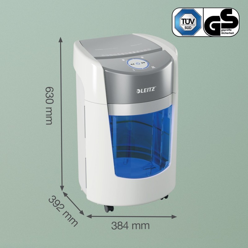 Leitz IQ OptiMax Small Office 350 Micro Cut Paper Shredder Security P5 22L - White Leitz IQ OptiMax Small Office 350 Micro Cut Paper Shredder Security P5 22L - White