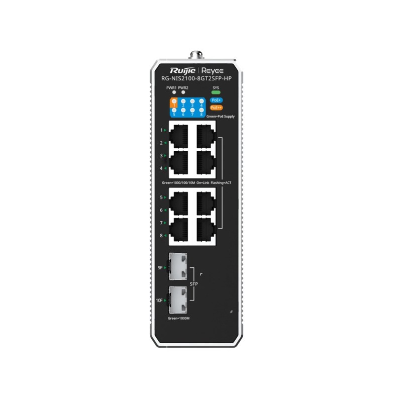 Ruijie Networks RG-NIS2100 Managed L2 Gigabit Ethernet (10/100/1000) Power over Ethernet (PoE) Black, Stainless steel Ruijie Networks RG-NIS2100 Managed L2 Gigabit Ethernet (10/100/1000) Power over Ethernet (PoE) Black, Stainless steel