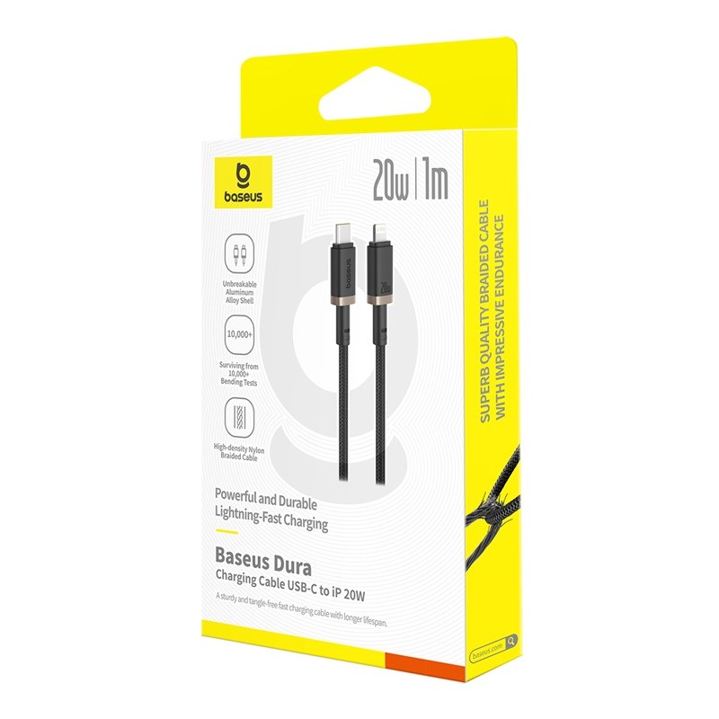 Baseus Dura Type C fast charging cable for iP 20 W 1 m Black, Gold Baseus Dura Type C fast charging cable for iP 20 W 1 m Black, Gold