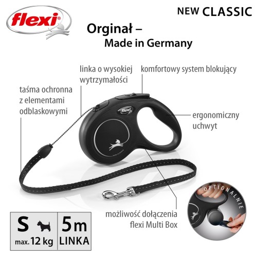Flexi New CLASSIC 5 m Black Dog Retractable lead