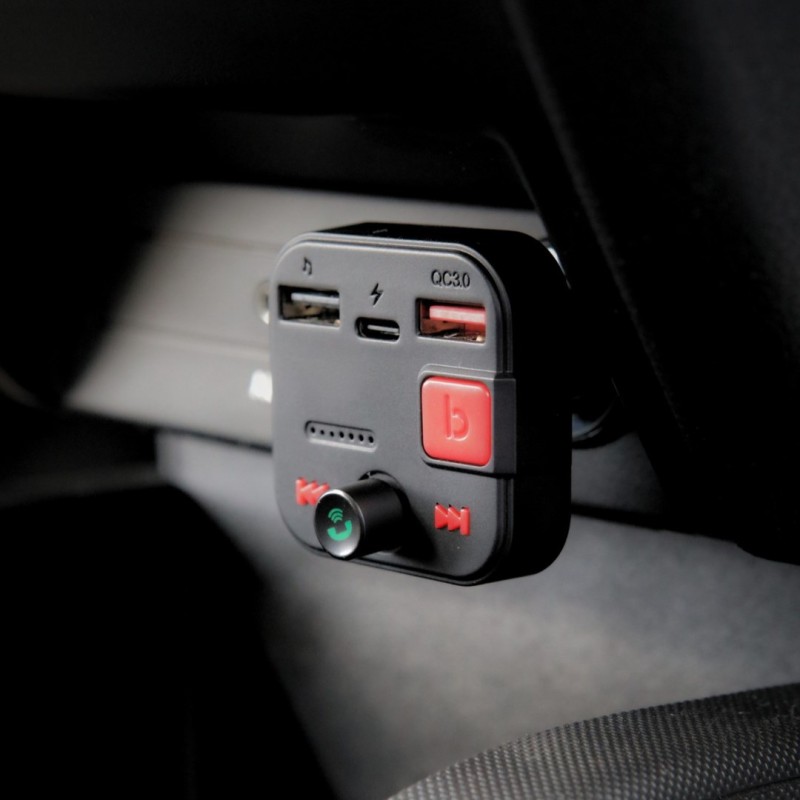 SAVIO FM transmitter, Bluetooth 5.3, QC 3.0 charger, LED display, Bass Boost, TR-15, black