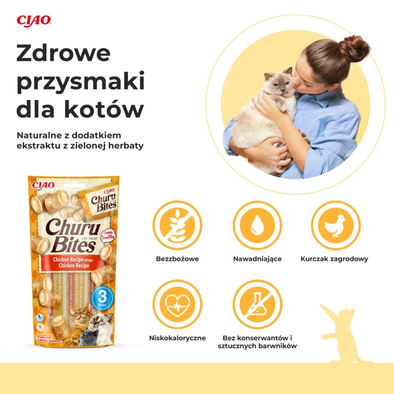 INABA Churu Bites Chicken recipe wraps - cat treats - 3x10 g INABA Churu Bites Chicken recipe wraps - cat treats - 3x10 g